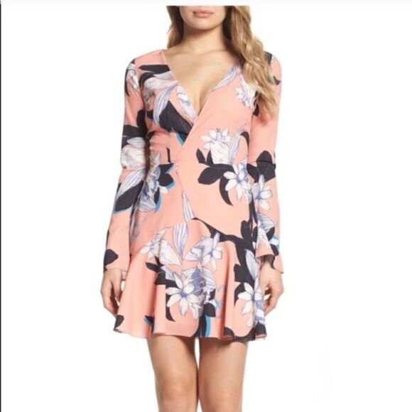 NWOT Cooper St Peachy Floral Deep V Mini Dress Womens Sz 10 Host Pick - Picture 1 of 8